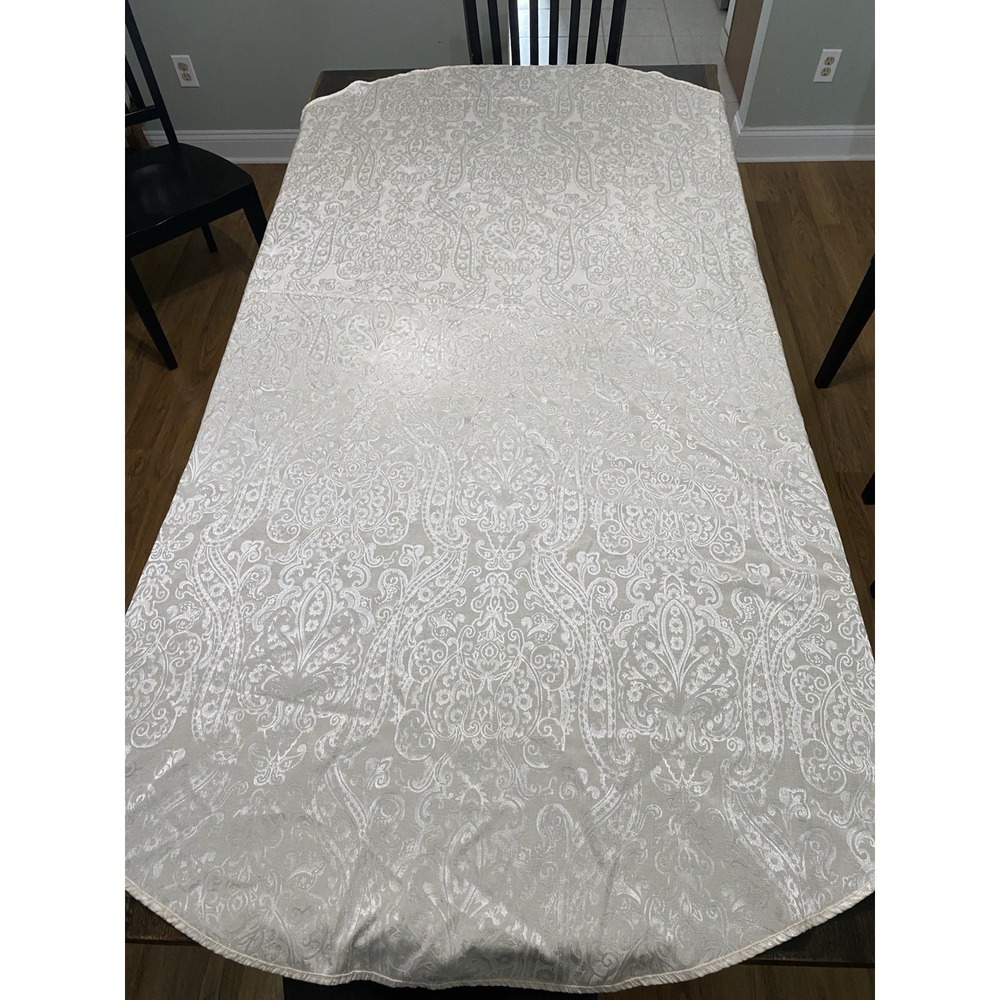 Ralph Lauren Home Tablecloth OBLONG Thoroughbred Paisley Portrait Cream